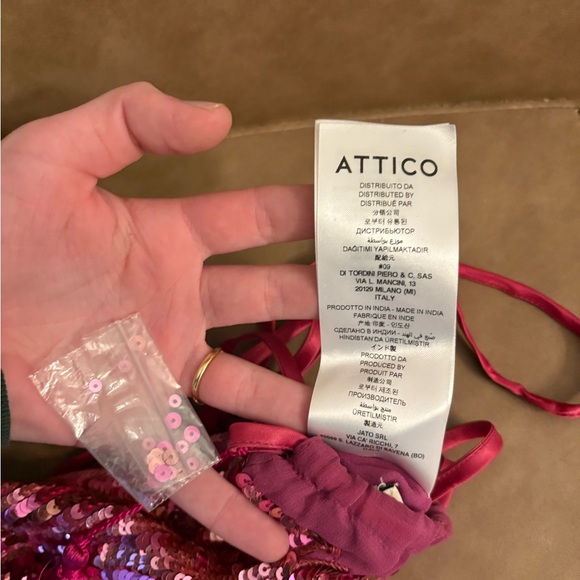 The Attico pink sequin drawstring shoulder drawstring bag small - Picture 4 of 8